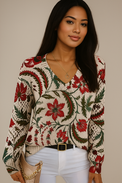 Florencia™ – Cardigan en maille à motif floral