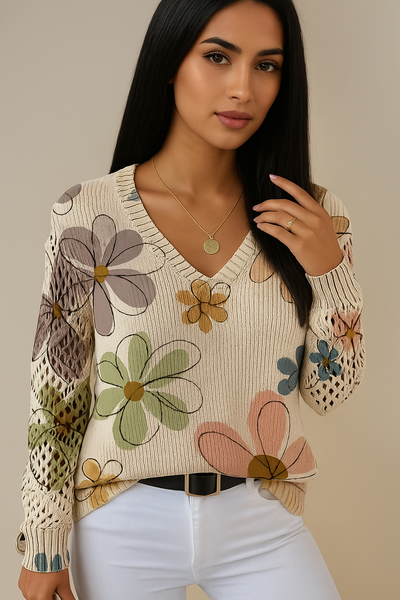 Florencia™ – Cardigan en maille à motif floral