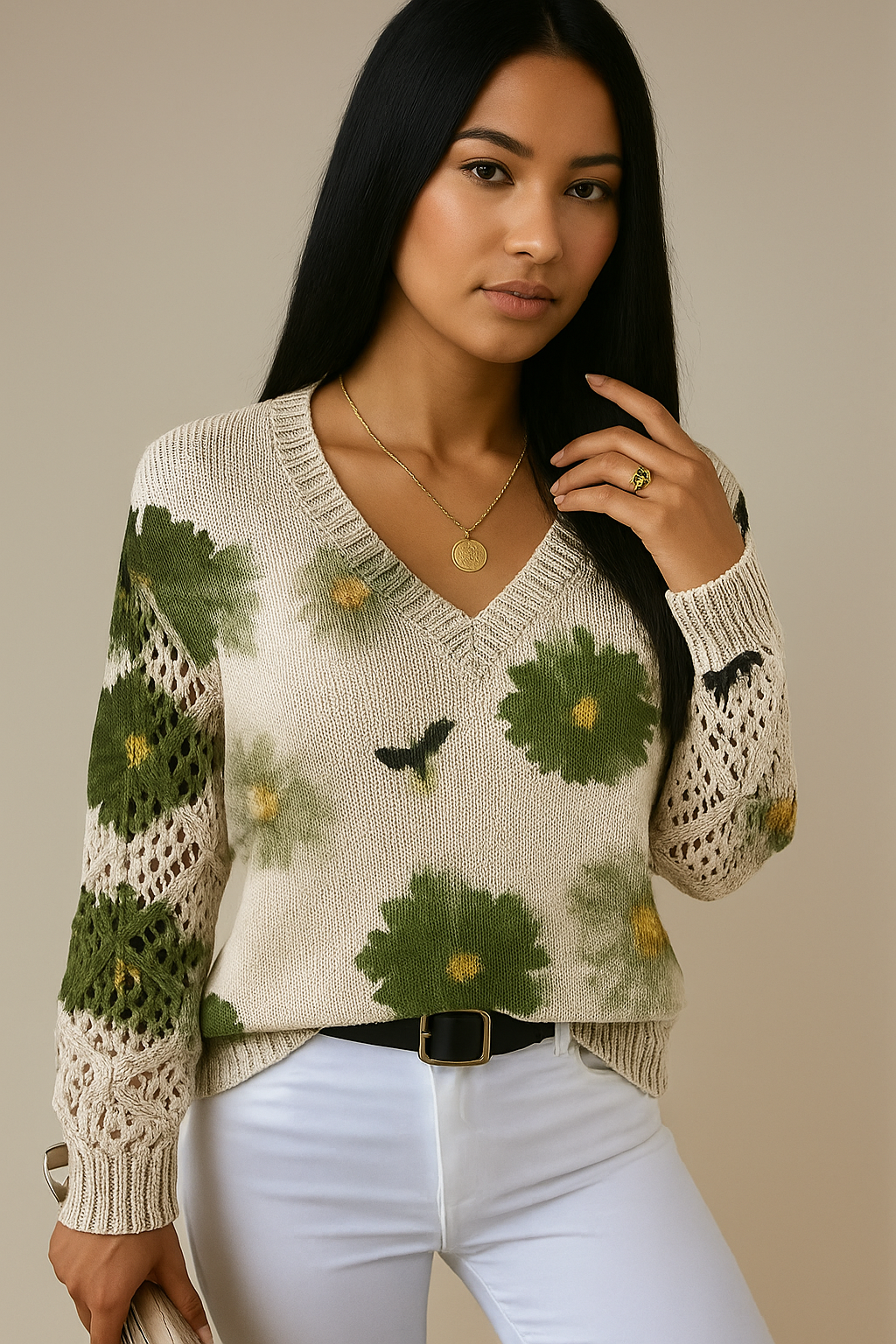 Florencia™ – Cardigan en maille à motif floral