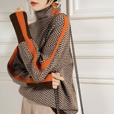 Camila™ | Suéter de cuello alto con llamativas rayas en contraste